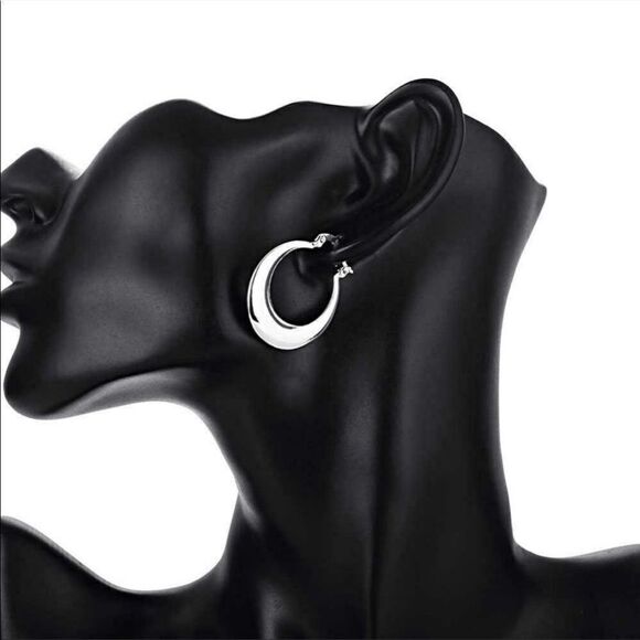 ✨NEW Silver Crescent Hoop Earrings - Picture 3 of 6
